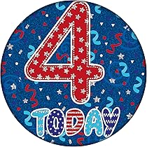 Age 4 Birthday Banner Blue And Silver Holographic