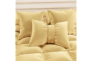 PETTI Artigiani Italiani - Cuscini Arredo in Velluto con Imbottitura, Cuscino per Camera da Letto, Divano Salotto, con Federa a Sacco, Fiocco Oro - 50 x 40 cm