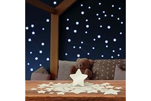 LILIMAUS Niebieskie świecące gwiazdy do pokoju dziecięcego [samoprzylepne] radość dziecka gwarantowana - 100 naklejek z gwiaździstym niebem - naklejki świecące do usunięcia bez pozostawiania śladów