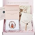 Scilla ROSE Anxiety Relief Gift Bundle for Women Mindfulness Set: Crystal Bracelet, Essential Oils, Breathing Necklace, Faux Leather Bag, Silky Scrunchie, Affirmations - Perfect Wellness Gifts