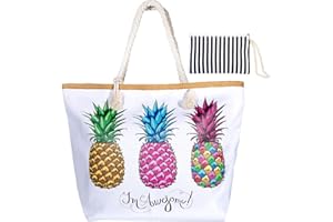 WolinTek Große Wasserdicht Strandtasche mit Reißverschluss und Innentasche Sommer TascheVerschluss Damen Shopper Tasche Schultertasche Badetasche Beach Bag Umhängetasche für Mädchen