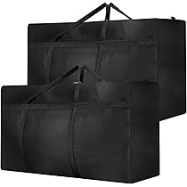 Borsa Grande Riutilizzabile Extra Large Da 190 G/m², Resistente, Con Cerniere, Borsa Portabiancheria E Tessuto Per Guardaroba, Impermeabile, 60 X 50 X 25 Cm, 82 L (3 Pezzi, Nero - Foto 11