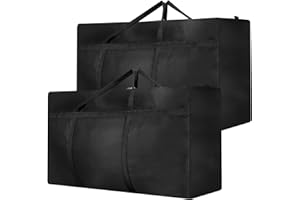 SUNNOW Große Aufbewahrungstasche, 180 l, extra große Umzugstasche mit Reißverschlüssen für Umzüge, Kleidung, Bettwäsche, Bettdecken, Decken, wasserdicht, Jumbo-Aufbewahrungstaschen, Umzugstaschen, 2 Stück