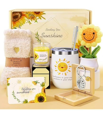 JORTINE Zonnebloemen Geschenken voor Vrouwen,Beker Geschenkset Vrouwen, Goede Verbetering Geschenken, Gepersonaliseerde Verjaardagsgeschenken voor Vriendin, Beste Vriendin, Zus, Moeder en Vrouw