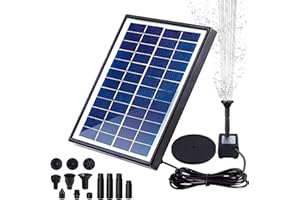 Solar Fountain Pump, FeelGlad 6.0W water pond pump Floating Fountain 500L/H with 6 Nozzles, for Bird Bath, Fish Tank, Pond or Garden Decoration