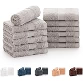 Todocama - Set of 12 Hand Towels (30x30 cm) 100% Soft and Absorbent Cotton, 550 gsm Premium, (Light Grey)