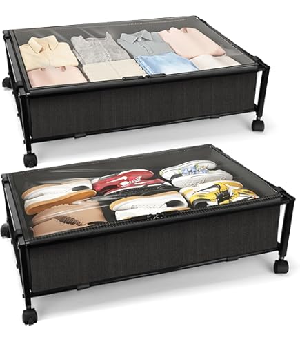 Set van 2 opbergdozen onder het bed, opbergdozen met deksels, ladekast Set van 2 opbergdozen onder het bed, opbergdozen met deksels, ladekast