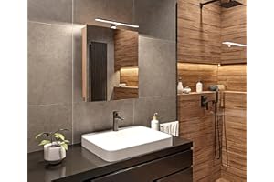 ‎HAJDUK FURNITURE Szafka Łazienkowa LED Sonoma Wisząca z Lustrem - 50x60x14 cm - Funkcja cichego domykania - Szafka ścienna z oświetleniem LED 4000 k do łazienki Wodoszczelność IP44