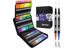 Artecho Doble Punta Rotuladores Lettering 72 Colores, Lettering Kit para Adultos, Rotuladores Acuarelables Profesionales para Dibujo, Mandalas, Caligrafía, Cómics y Graffiti