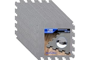 ‎BODENMAX Bodenschutzmatte Fitness Sportmatte Turnmatte Schaumstoffmatte Schutzmatte Fitnessgeräte Tatami Matte Sport Fitnessmatte Unterlegmatte Bodenmatte Garagenboden Trainingsmatte - 30x30x1cm 18 St. Grau