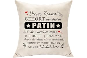 Hasodeo Original Patin Geschenke Patentante Taufpatin Kissenbezug Dekoration Kissen Besten Patin der Universums Geschenke für Patin Taufgeschenk Geburtstag Weihnachten Ruhestand Geschenk (Patin)