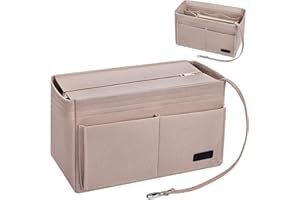 Ropch Medium Handbag Organiser Insert, Tote Bag Organiser Insert Felt Bag Organizer Storage with Bottle Holder Perfect for Speedy Neverfull Tote,Beige - M