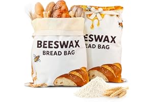 OHIYO Beeswax Bread Bags for Homemade, Reusable Natural Beeswax Sourdough Bread Bags Freshness Keeper for Homemade, Bakery Essentials (2 Pack)
