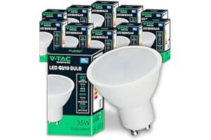 V-TAC 10x Lampadine LED GU10 - [ Alta Efficienza 4.5W ] - 400 Lumen - (Equivalenti a 35W) - Faretto Led GU10 per Massima Efficienza e Risparmio Energetico - Luce Calda 3000K