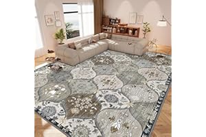 IKALIFE Alfombra Salon Lavable Vintage - Alfombras Grandes Alfombra de área Alfombra Pelo Corto Alfombra Sala Antideslizante para Pasillo Larga Dormitorio Habitacion Comedor 200x300 cm Marrón