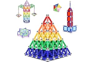 WISHTIME Magnetic Building Sticks Toys - 230 PCS Magnetic Construction Set Toys and Educational Stacking Puzzle Toys with Magnetic Sticks and Non-magnetic Balls For Adults and Toddlers