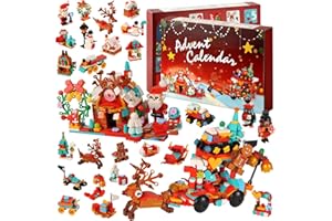 KAHEIGN Calendario de Adviento 2025, Cuenta Regresiva de Navidad de 24 Días con 895 Piezas 12 En 1 Trineo de Papá Noel Casa de Postres Bloques de Construcción para Navideños Regalos Fiesta Decoración