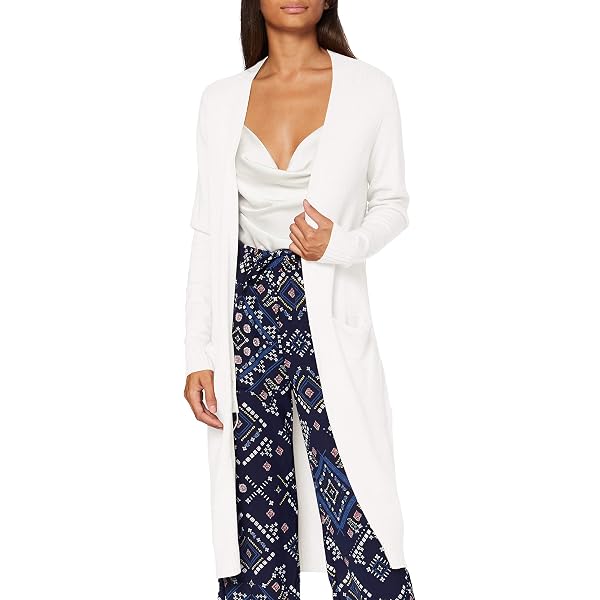 Cardigan Long Femme OUSIMEN - Tricot Épais 100% Polyester - Ouvert Devant - Automne/Hiver - Taille S à XL