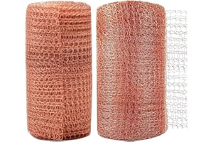 RoadLoo Maille Cuivre,2 Pcs Haute Qualité Grillage Anti Rongeur Bloqueur de Cuivre Filet de Cuivre Tricot pour la Maison Le Jardin la Lutte Antiparasitaire Rongeur Escargot Oiseaux Contrôle(12 Mètres)