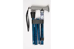 Drive Devilbiss Height Adjustable Folding Walking Stick with Gel Grip, Blue (Pack of 1)