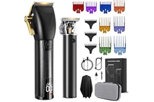 SUPRENT Tondeuse Cheveux Hommes Professionel, Tondeuse Barbe et Cheveux, Kit de Coupe de Cheveux Electriques, Tondeuse à Cheveux Kit Avec Ecran LED, Cadeau pour Homme (Noir)