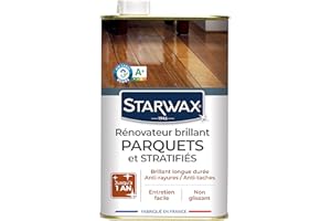 STARWAX - Rénovateur Brillant Protecteur pour Parquets Vitrifiés et Sols Stratifiés - Fait Briller, Protège et Estompe les Rayures - Anti-Tache et Anti Usure - Fabriqué en France - 1L - jusqu'à 30m²