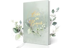 HYGGARTN Schwangerschaftstagebuch mit Fotos & Fragen – 96 Seiten farbiges Erinnerungsbuch mit Inhaltsverzeichnis – Geschenk für Schwangere & werdende Mütter