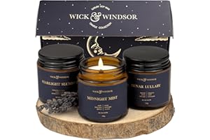 Wick & Windsor Midnight Collection - Scented Candle Gift Set - Soy Wax Candles with Wooden Wick Candles - Christmas Gifts for Women - Candle Trio