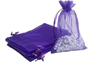 Selfmade Jewelry Zestaw 10 woreczków na biżuterię, z organzy, małe torebki 10 x 15 cm, puste woreczki zapachowe, idealne jako prezent dla gości weselnych