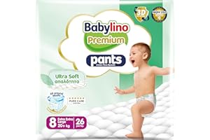 Babylino Premium Pants, Pannolini a mutandina Taglia 8 con filtrante ULTRA SOFT, Extra Extra Large (20+kg), 26 Unità