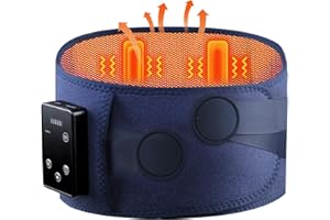 BURRKI Wärmegürtel Rücken mit 5000mAh Akku, Heizkissen Rücken Kabellos Massagegerät mit 4 Massagemodi & 3 Wärmestufen zur Linderung von Rückenschmerzen, Abschaltautomatik, Geschenk für Männer Frauen