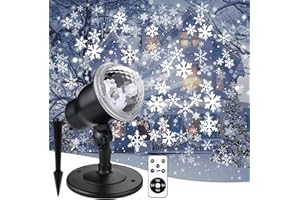 YINUO LIGHT Christmas Projector Light, Snowflake LED Light with 4 Modes Christmas Outdoor Decoration Lamp with Remote Control Night Light Waterproof Landscape Spotlight for Garden Xmas Party Indoor Outside