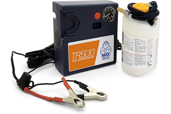 MAXTOOLS TR500 Kit de réparation de pneus automatique pour véhicules commerciaux, camping-cars et caravanes ; Répare tous les types de pneus ; Comprend un puissant compresseur 12 V