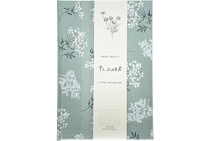 ipoul Floral Hardcover Notebook, Flower Journal for women, A5, 200 Pages, 6x8 Medium Lined Notebook, Floret Printed Fabric Cloth Journal, Similar Embroidered Linen Journal, Garden Journal, Green.