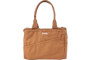 Soolla Studio Art Supply Storage Organizer & Pottery Tool Bag: Washable Craft Tote, Knitting Yarn, Crochet Project, 30 Pockets, 15+ Canvas Colors, Artist Bag for Adults (Cinnamon)