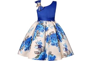 BUNNY LULU Robe pour Filles à épaule inclinée pour Demoiselle d'honneur, Princesse de Mariage, nœud d'anniversaire pour Enfants, soirée de Bal de fête de Boule