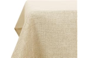Deconovo Tovaglia Rettangolare in Finto Lino 150x240 cm - Elegante e Decorativa per Sala da Pranzo e Feste - Beige, 1 Pezzo