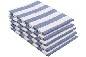 ZOLLNER Juego de 5 paños de Cocina de algodón en 50x70 cm - paños de Cocina Muy absorbentes y Modernos en Rayas Azules - Lavables hasta 60°C - Calidad hostelería - Certificado Oeko Tex®, 389