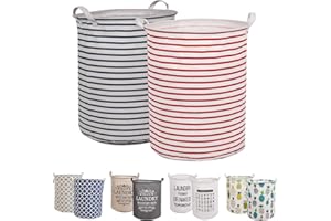 LessMo 2PCS 17.7 "Trieuse pour Rangement de paniers à Linge, Paniers à Linge escamotables, Lin en Coton Rond imperméable (Bandes, Épaissie 17.7 "/ Moyenne)