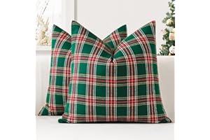 JOTOM Juego de 2 fundas de cojín clásicas a cuadros de 40 x 40 cm, diseño de tartán escocés de Navidad, suaves, sólidas, decorativas, para decoración del hogar, funda de cojín para sofá o dormitorio