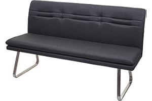 Mendler Panca Imbottita Soggiorno da Interni Sala da Pranzo HWC-H70 Tessuto Acciaio Inox Grigio Scuro 160cm