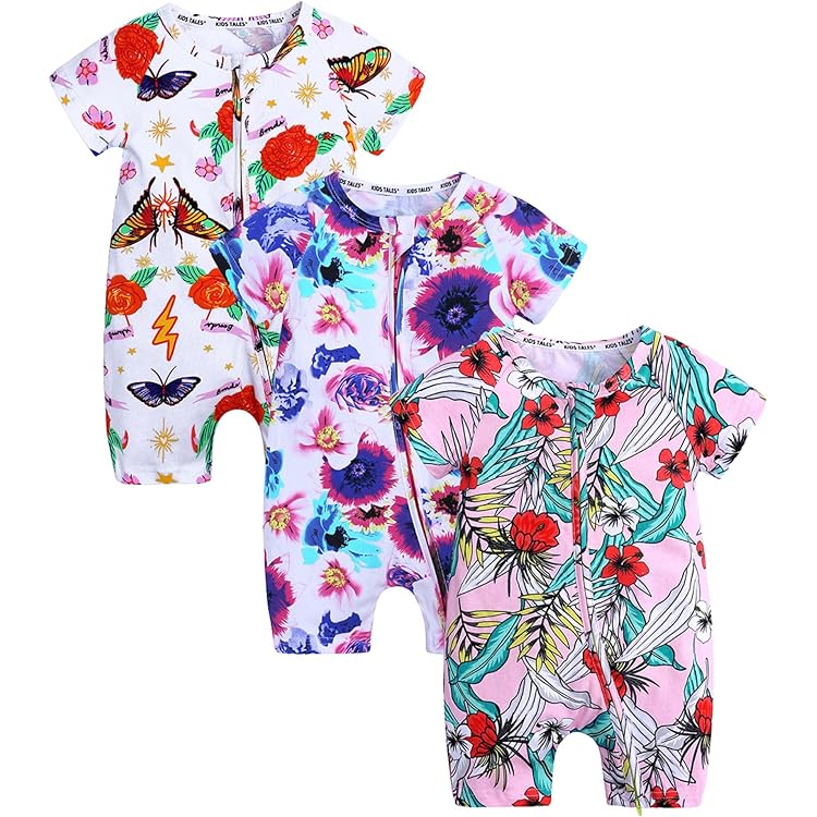 3er Set Baby-Strampler Jungen Kurzarm - Sommer Onesies Aus 100% Baumwolle