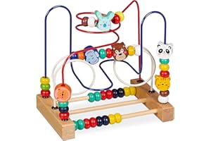 Relaxdays Boulier bébé, Circuit de motricité, Bois, Design A, Enfants dès 1 an, Filles et garçons, Multicolore