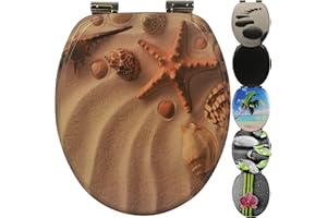 Yelcona WC Sitz mit Absenkautomatik mit Motiv, Klobrille mit hohem Sitzkomfort, WC Deckel mit robustem und stabilem Holzkern, hochwertiger Toilettendeckel aus Holz