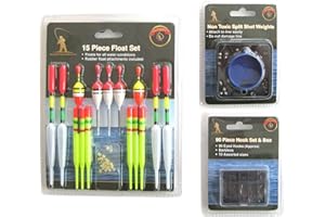 Roddarch 15 Piece Fishing Float Tackle Set Including 90 Hooks and Split Shot Selection.