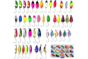 WENOSDA Forellenköder, 46 Stück Angeln Köder 2g/2.5g/3g/3.2g/3.5g/4.5g/5g Köderfisch, Spoons Forelle Set mit Aufbewahrungsbox, Spinner Blinker Set für Barsch, Zander, Hecht
