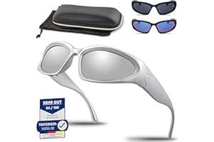 Netrox - Sonnenbrille Herren und Damen Unisex - Sunglasses, ETUI und Mikrofaser Beutel - UV Schutz 400 - Schnelle Sportbrille - Sonnenbrillen, Sunglasses Men, Techno, Rave Brille, Schwarz, Schnell