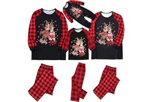 pxjsdwe Weihnachts Pyjama Familie Set Kuschelig Matching Christmas Schlafanzug Damen Herren Partner Weihnachtspyjama Kinder Jungen Mädchen Familien Outfit Sets Bedruckte Weihnachten Nachtwäsche