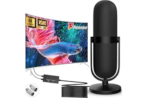 CENBOU TV Aerial for Smart TV- Indoor TV Aerial with Signal Booster, Digital Aerial for Freeview TV 280 Miles Long Range Reception, TV Antenna Supports 4K 1080P All TV with 16.4ft Coaxial Cable