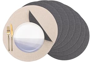 Banchif Tischsets, Durchmesser 38cm Leinenimitat Tischsets Abwaschbar rutschfeste Tischsets Platzsets Doppelseitigen Tischsets 8er Set Platzdecken tischset rund Abwaschbar Tischsets Stoff